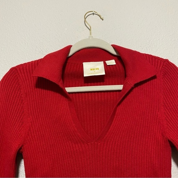 Maeve by Anthropologie Red V-Neck Trumpet Sleeve Sweater - Picture 11 of 11